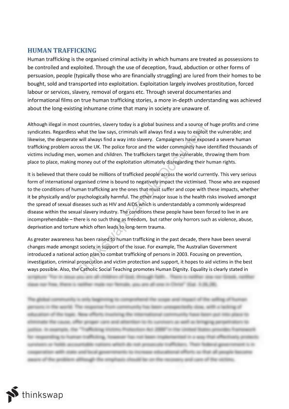 human trafficking student essay