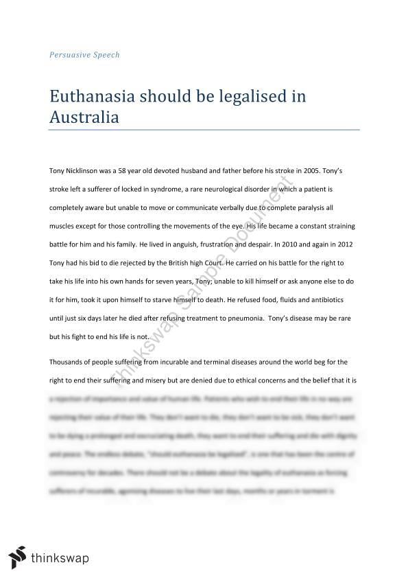 persuasive speech on euthanasia