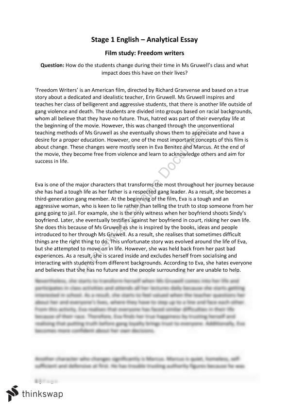 essay about the freedom writers