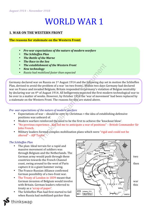 world war 1 essay pdf