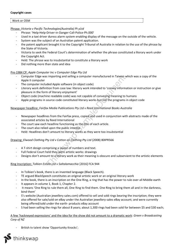 Claw2209 Cases Notes Claw2209 Intellectual Property - 