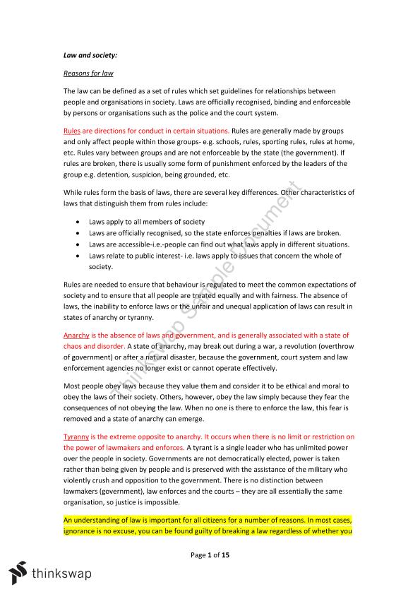 Legal Studies Law And Society Year 11 Hsc Legal Studies - 