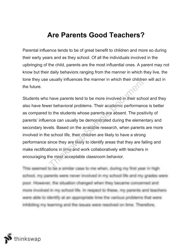 essay on parents are the best teacher