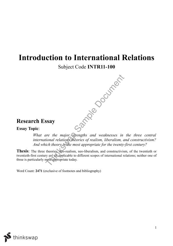 thesis international relations