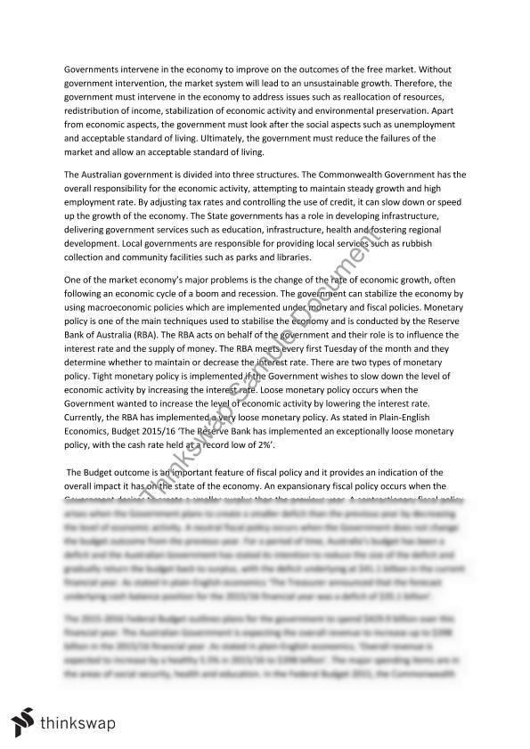government intervention in the economy essay