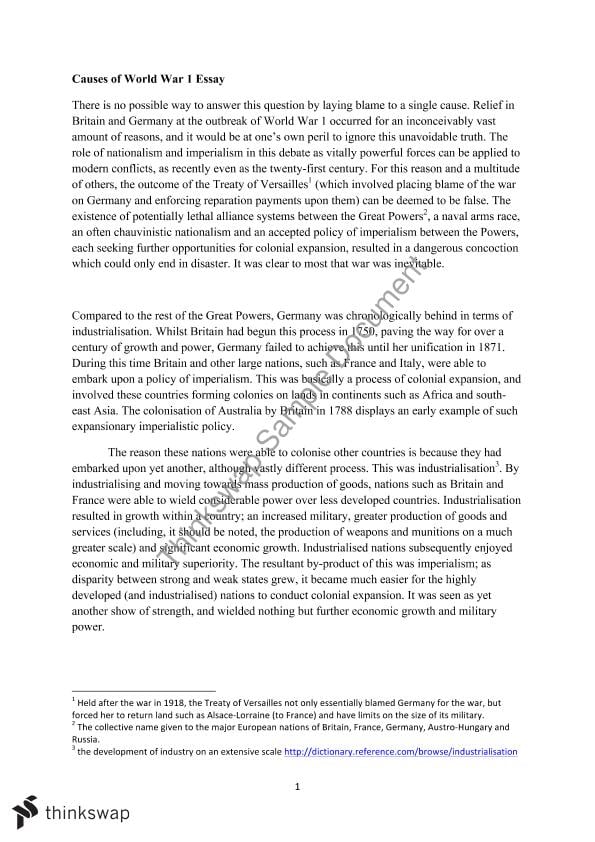world war 1 essay pdf