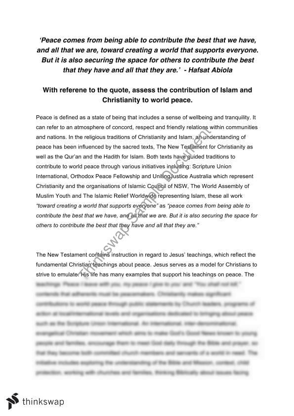 Free World Peace Essays and Papers | Help Me