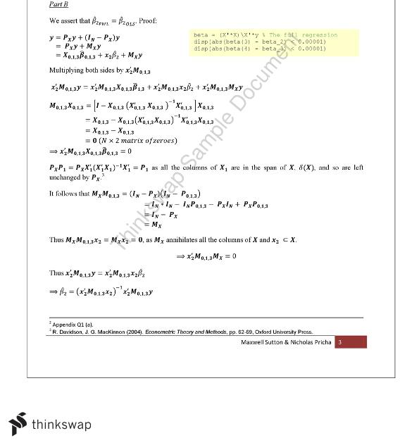Ecmt3110 Assignment 1 Ecmt3110 Econometrics Models - 
