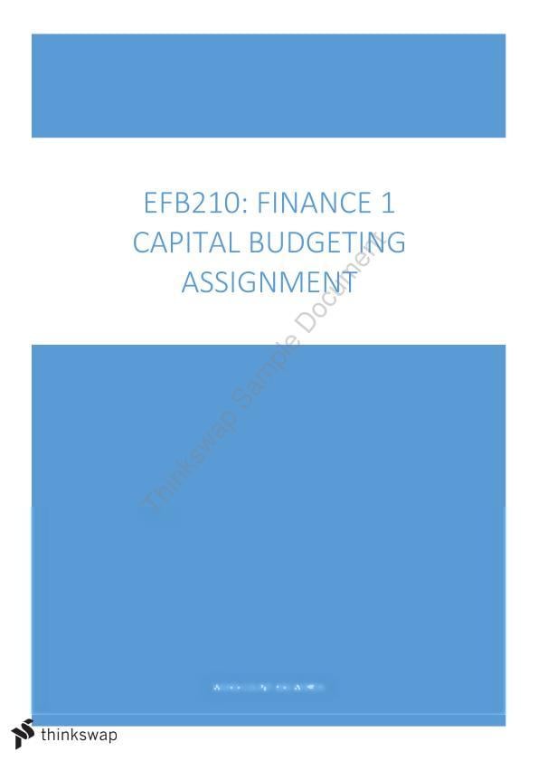 Dissertation report on capital budgeting