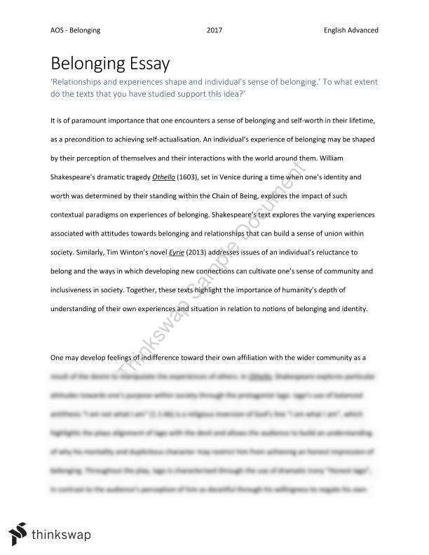 belonging essay questions