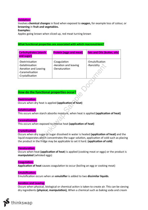 Food Science Notes Unit 3 Year 12 WACE Food Science And Technology