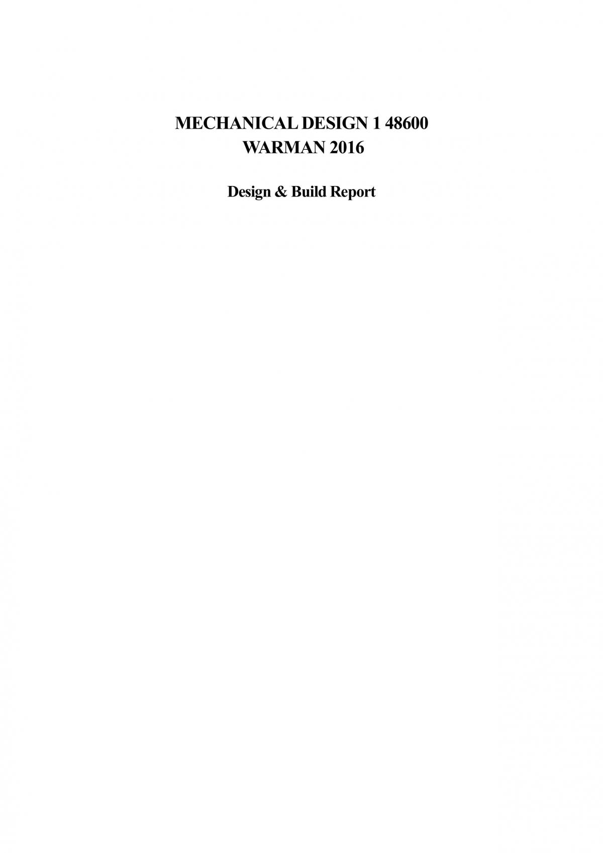 Warman Design & Build Report - Page 1