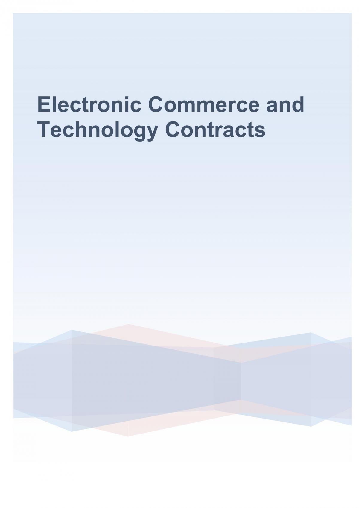 Electronic Commerce and Technology Contracts Notes - Page 1