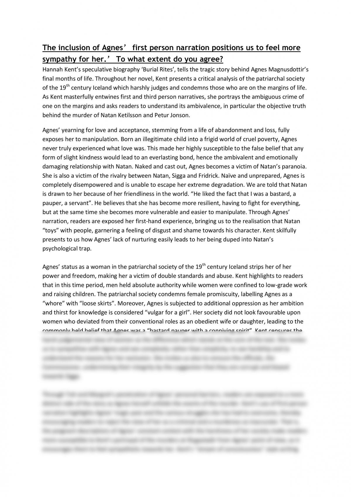 Burial Rites Character Essay - Page 1