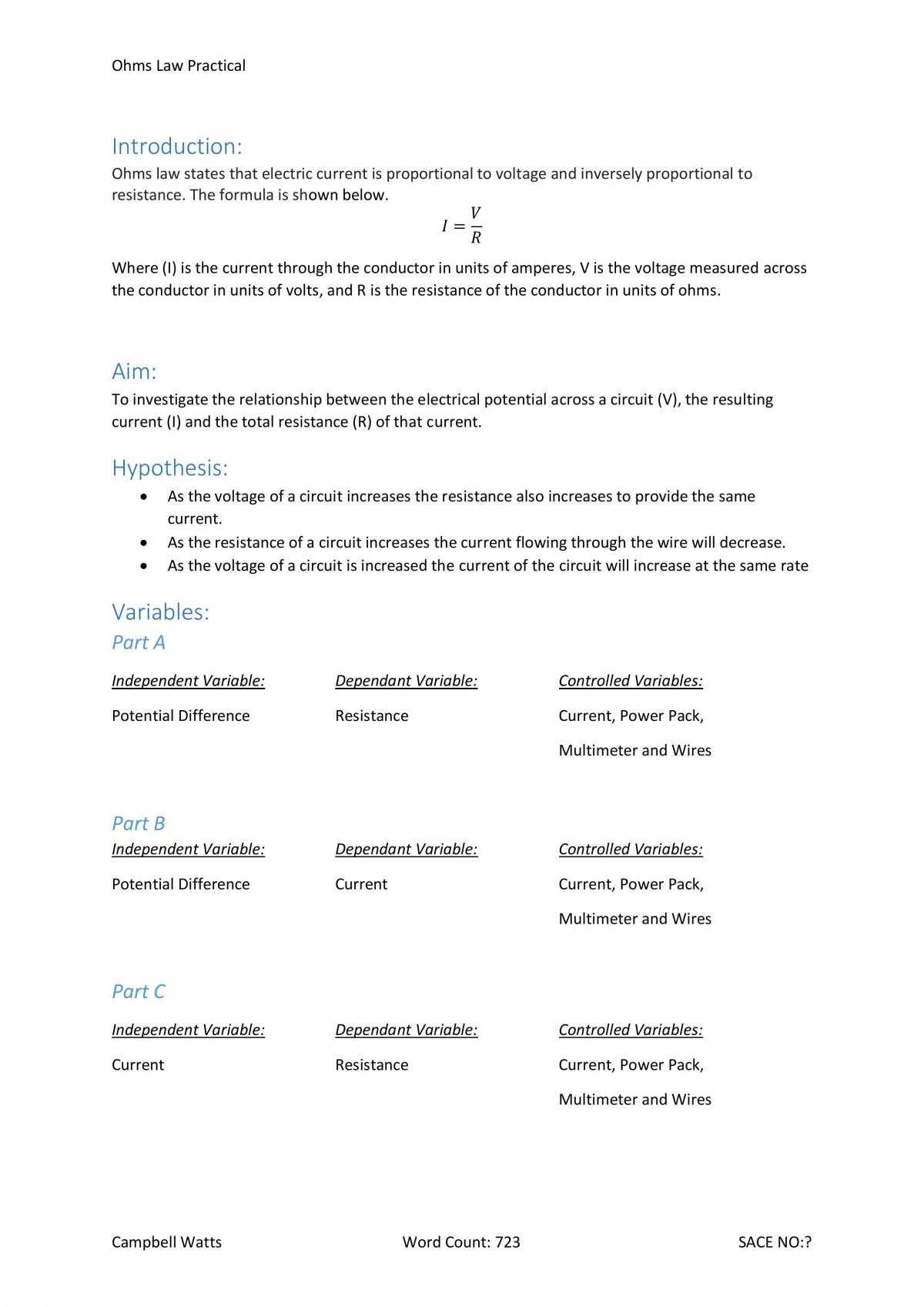 Ohms Law - Page 1