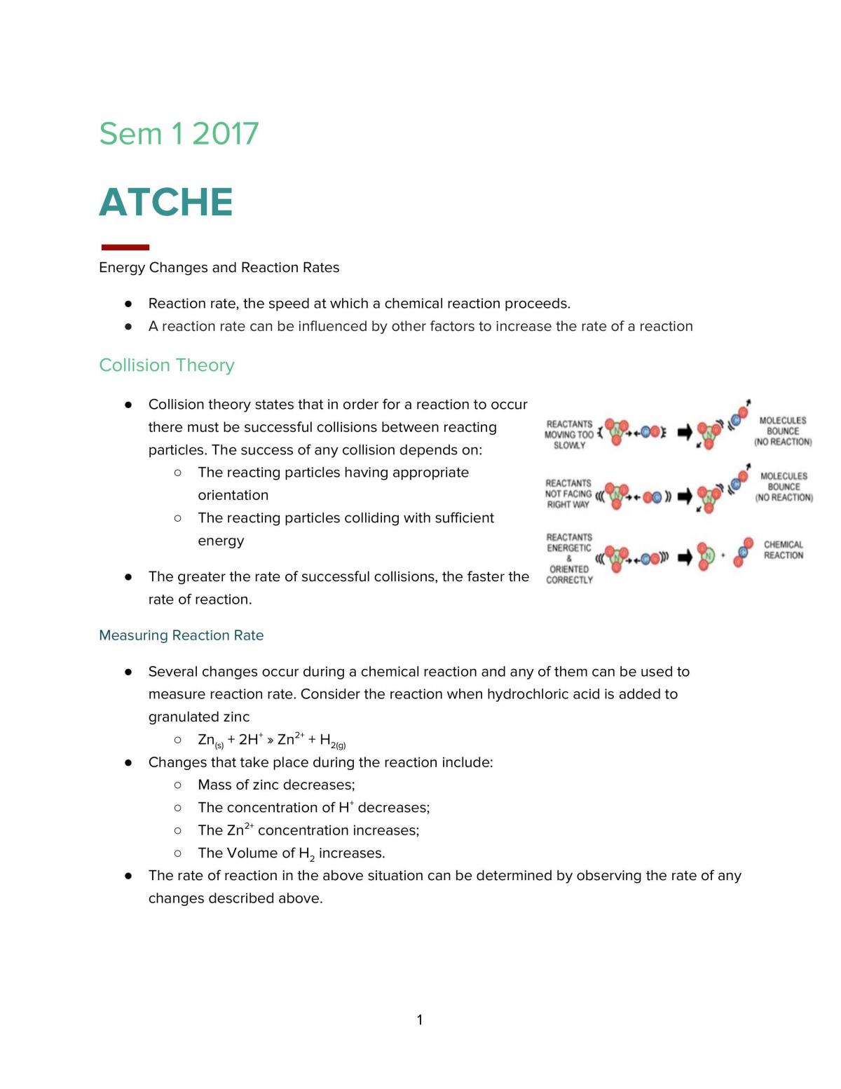 Chemistry Unit 3 Notes - Page 1