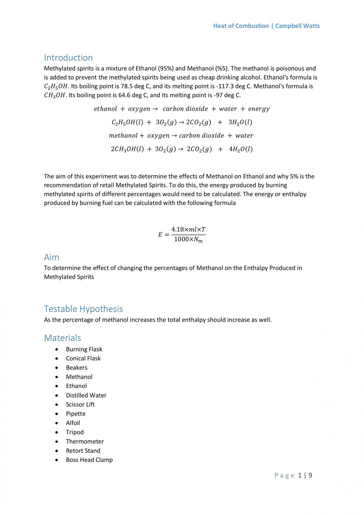 Heat of Combustion - Page 1