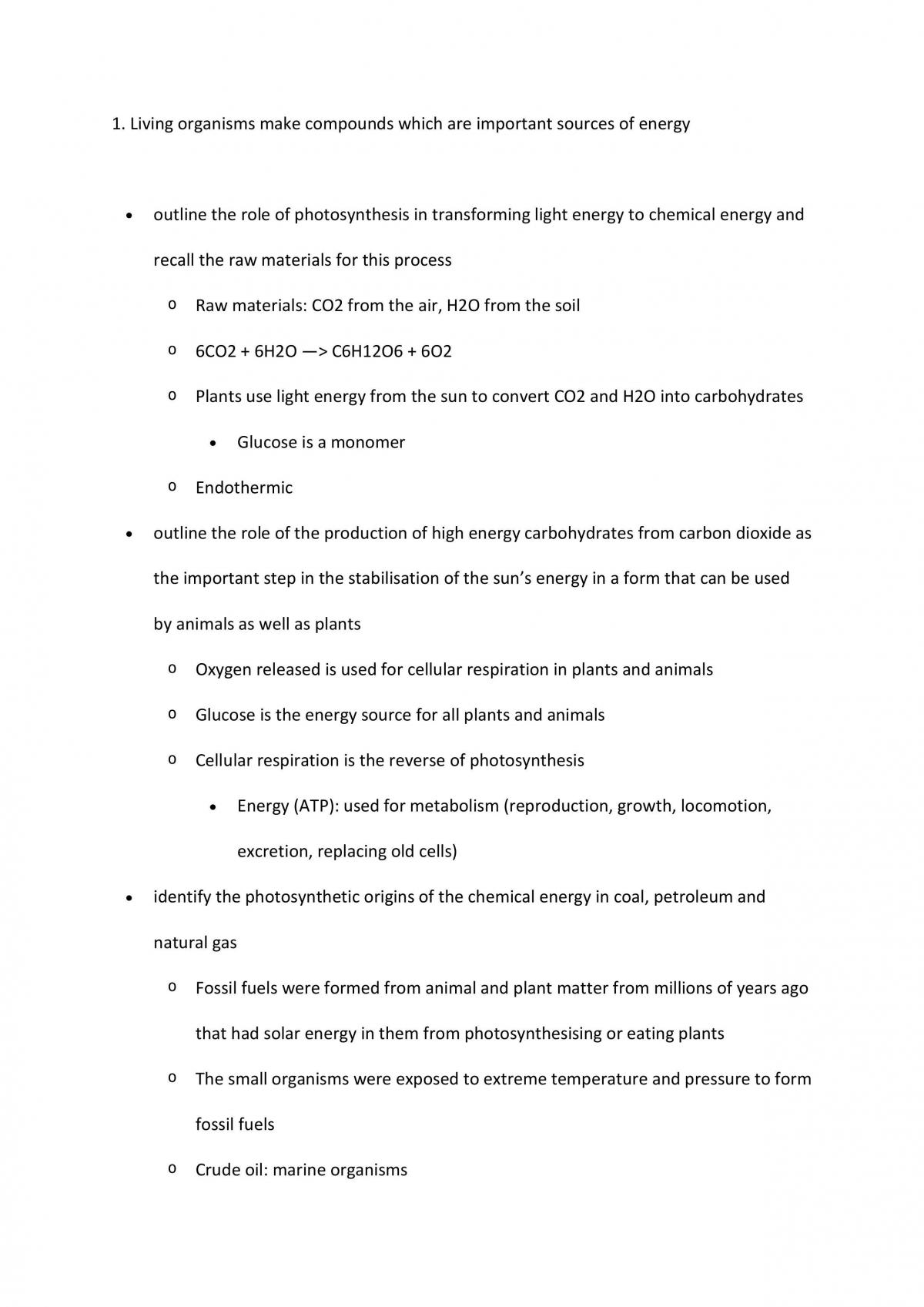 Energy Syllabus Dot-Point Notes - Page 1