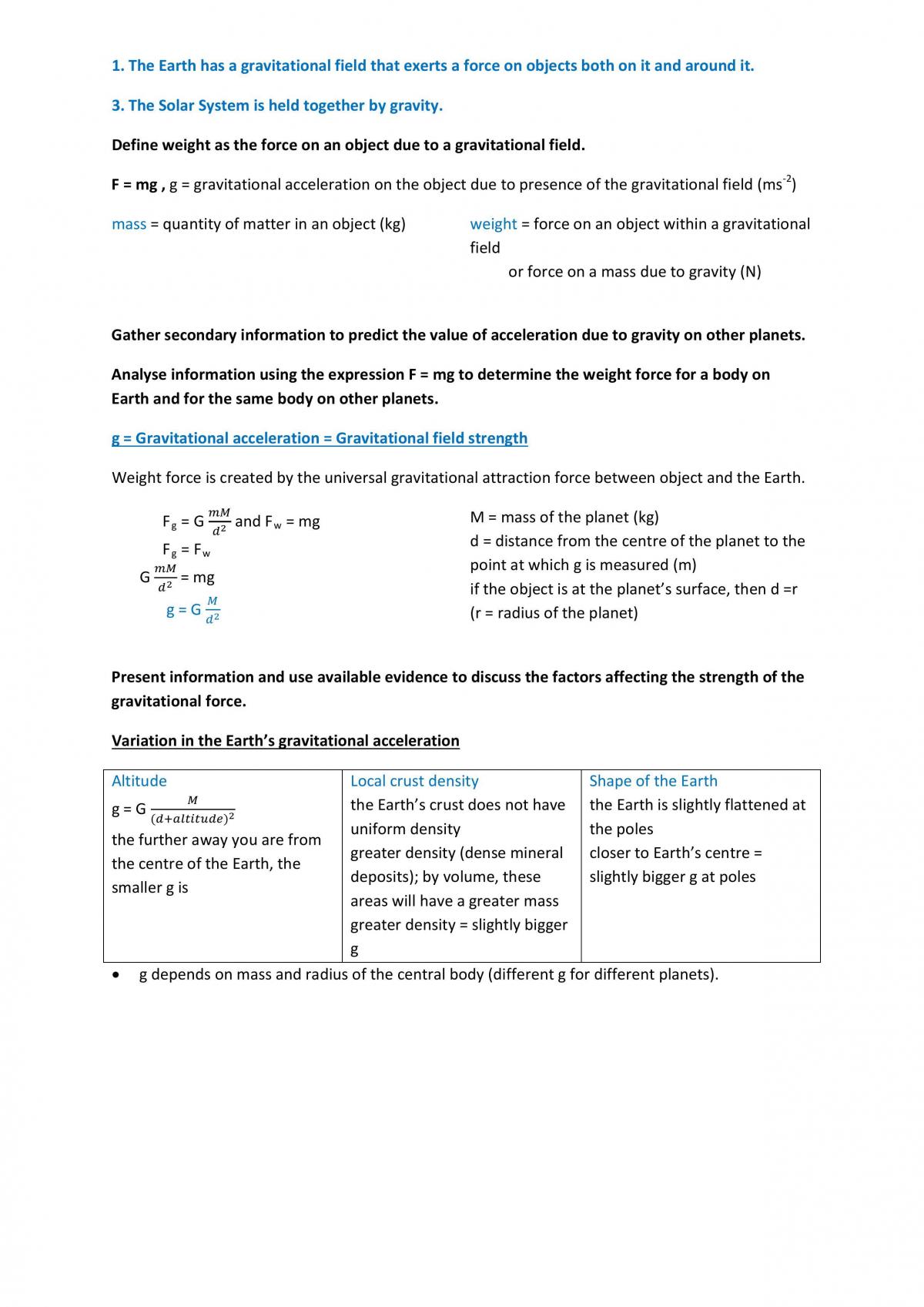 HSC Space dotpoints - Page 1
