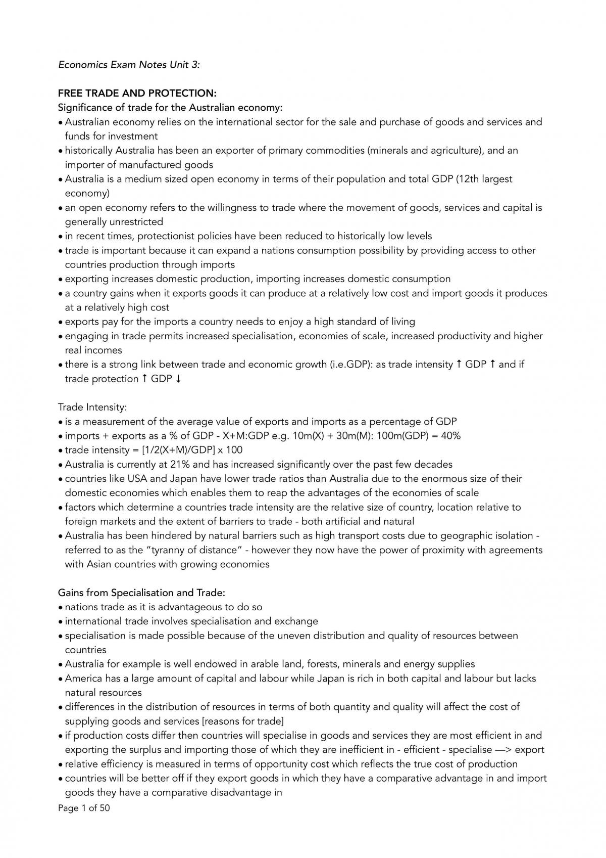 Economics Notes Unit 3 - Page 1
