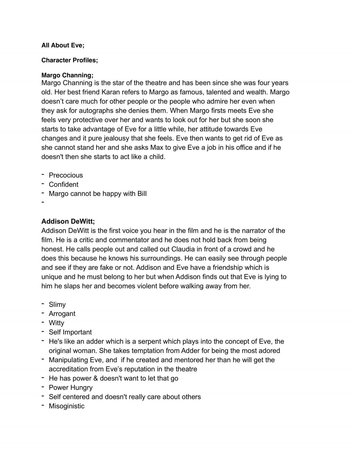 All About Eve Notes - Page 1