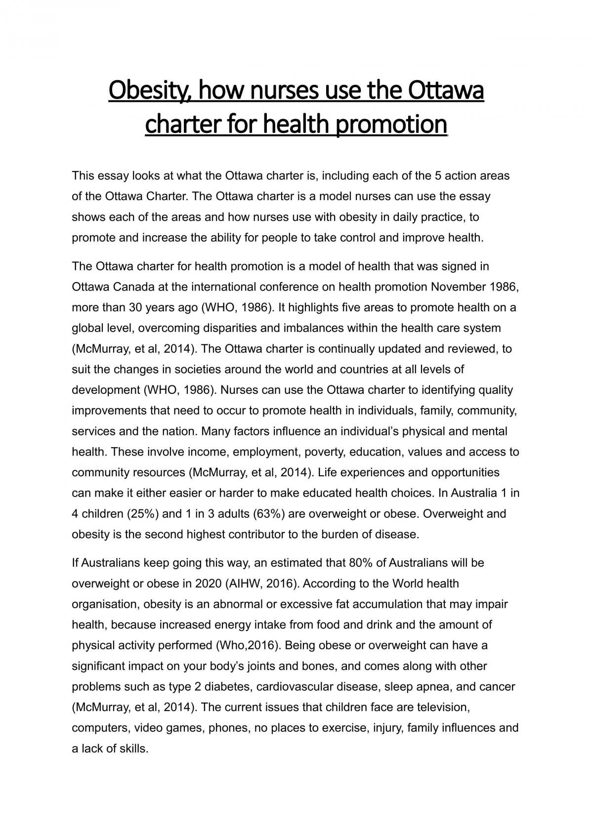 Using a Health Topic and the Ottawa Character - Page 1
