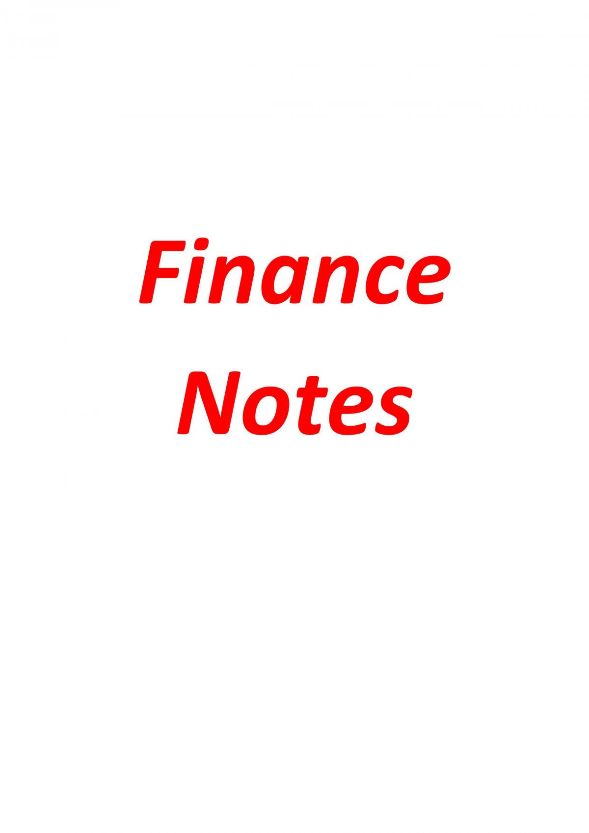 Finance Notes  - Page 1