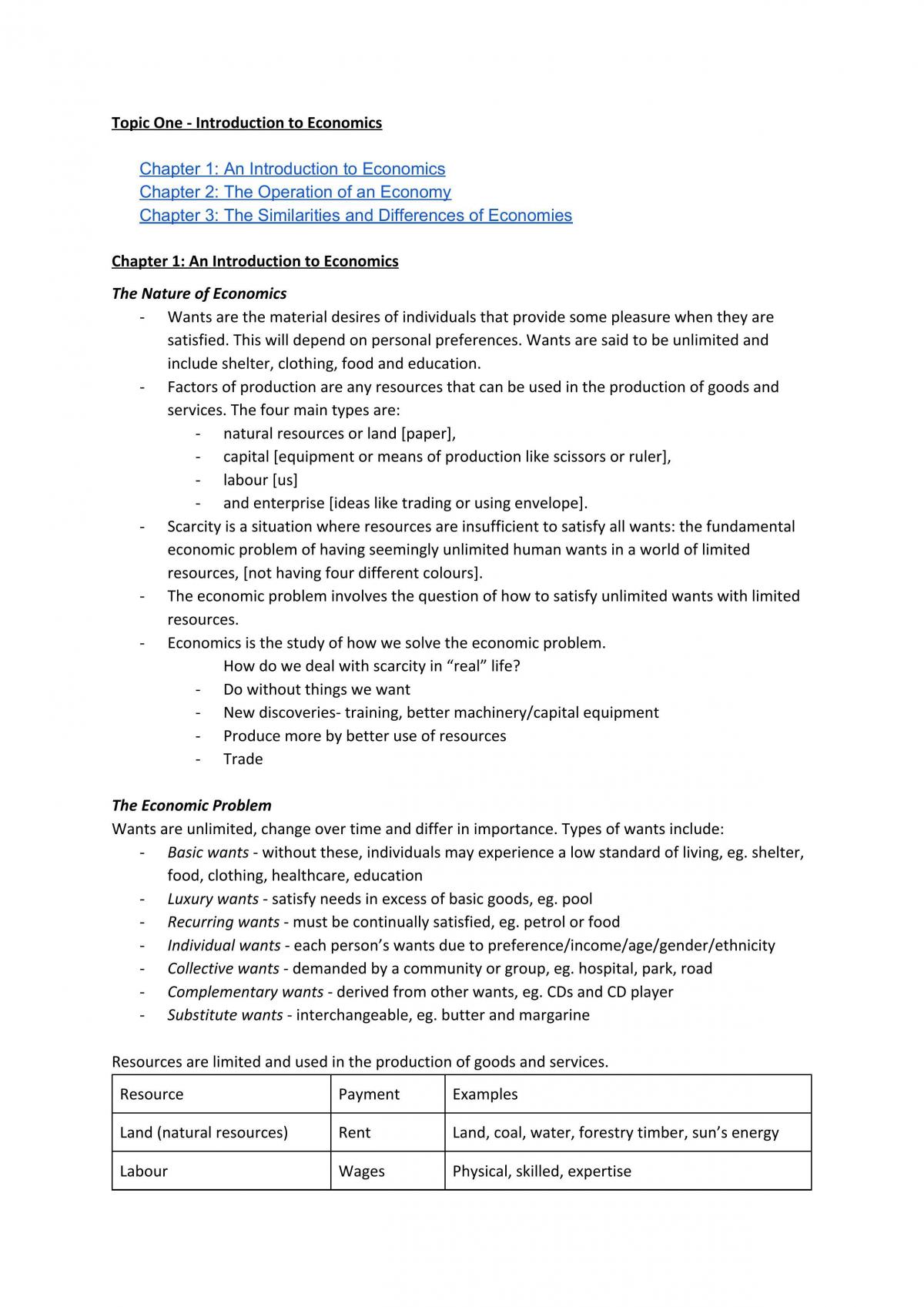 Introduction to Economics Notes - Page 1