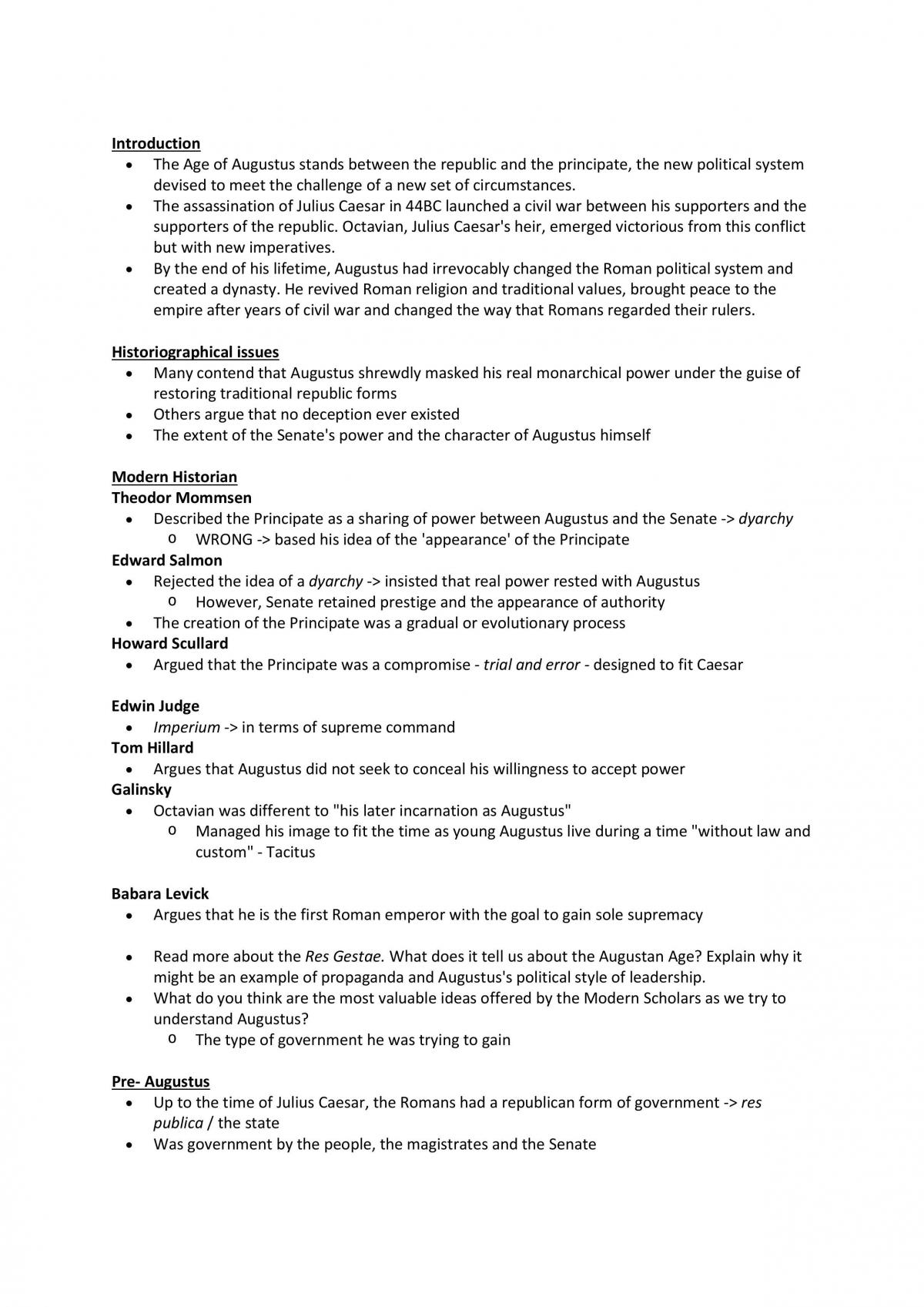 Age of Augustus HSC Notes - Page 1