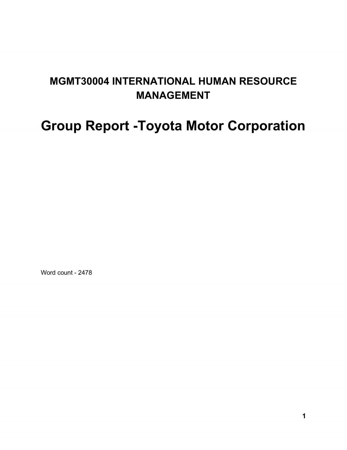 assignment of toyota company