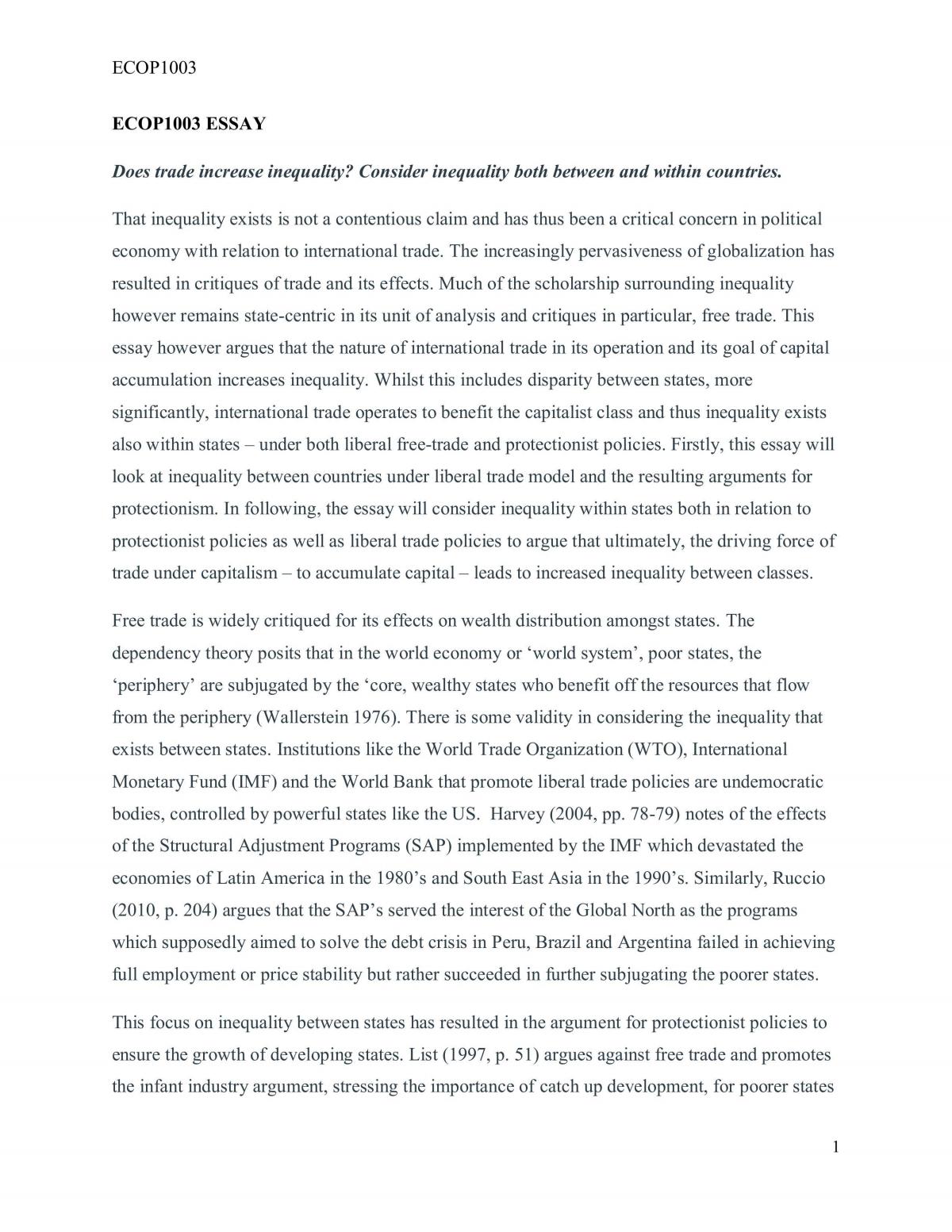 Essay on Trade Inequality  - Page 1
