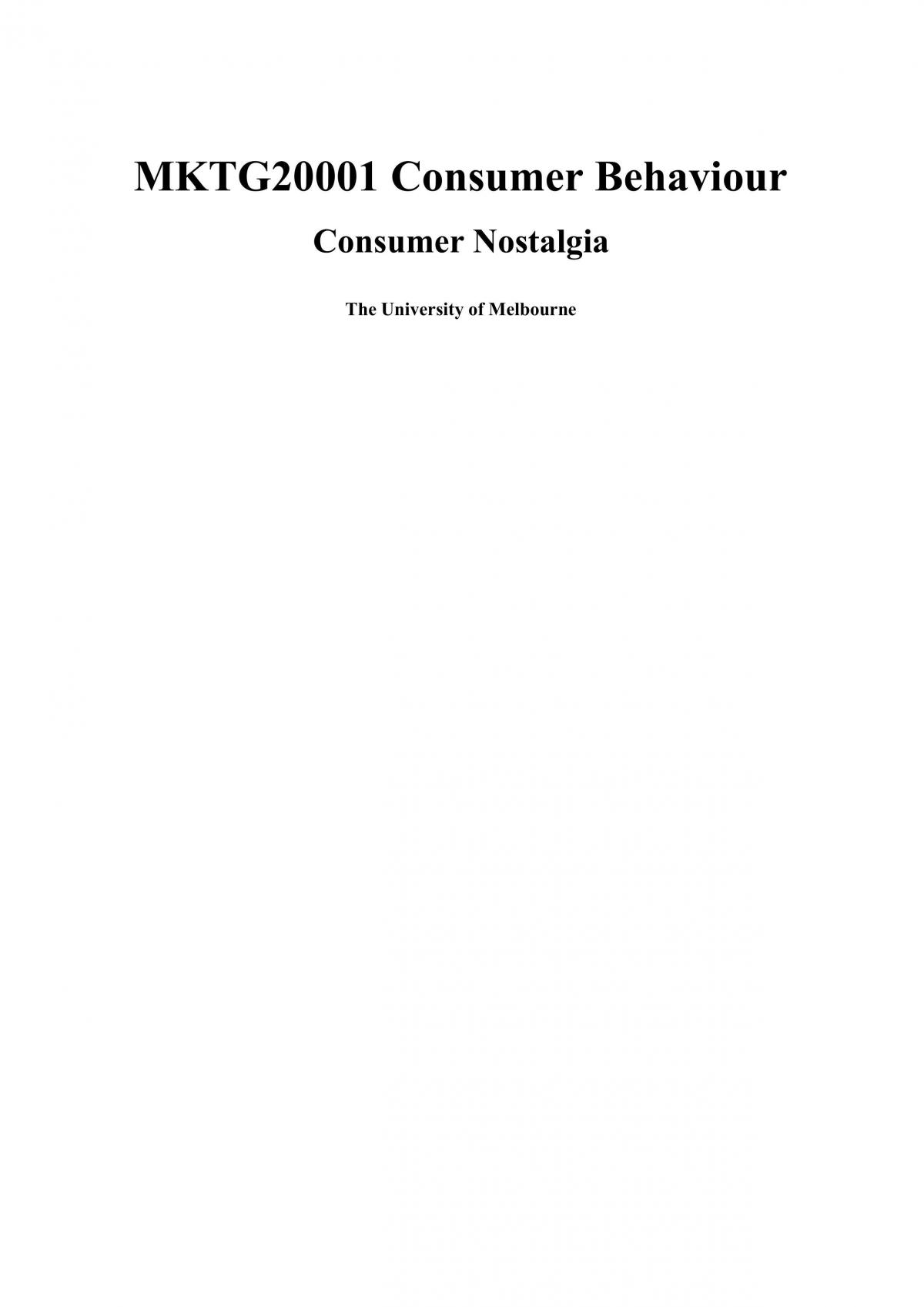 Assignment - Report on Consumer Nostalgia  - Page 1