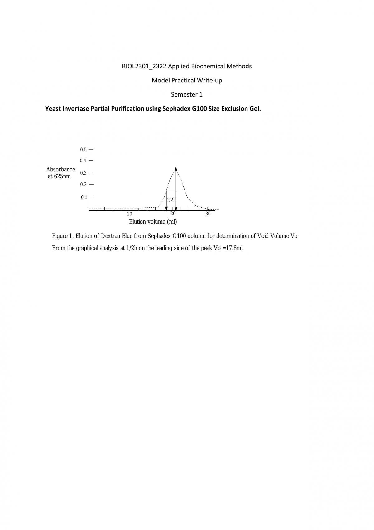 Size Exclusion Chromatography Using Sephadex Gel to Isolate Yeast Invertase - Page 1