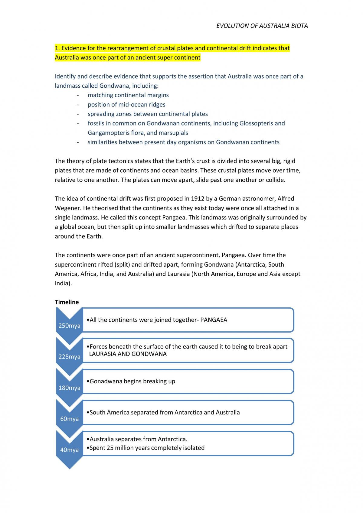Evolution of Australian Biota Notes - Page 1
