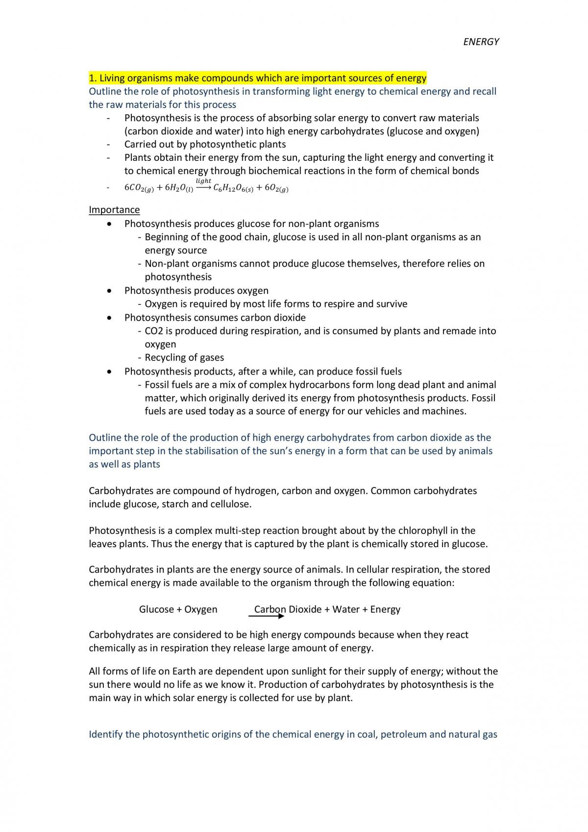 Chemistry Energy Notes - Page 1