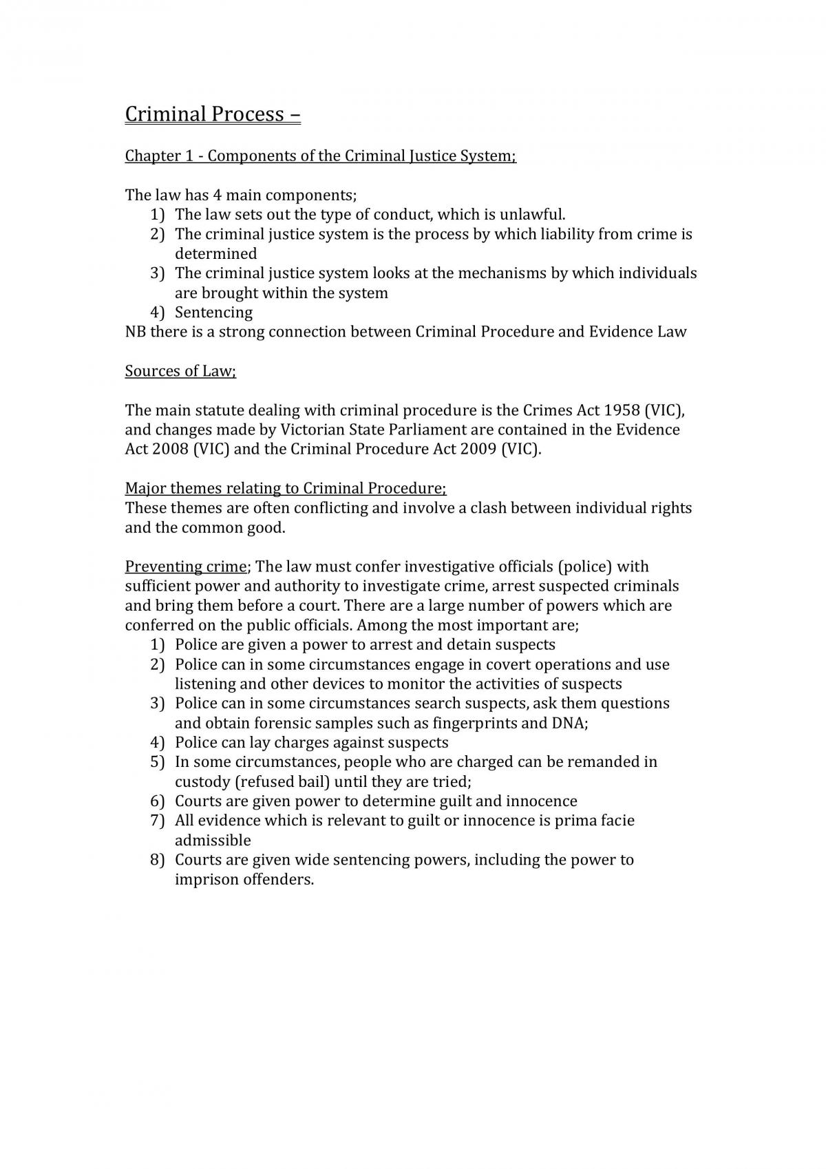 Criminal Process Study Notes - Page 1