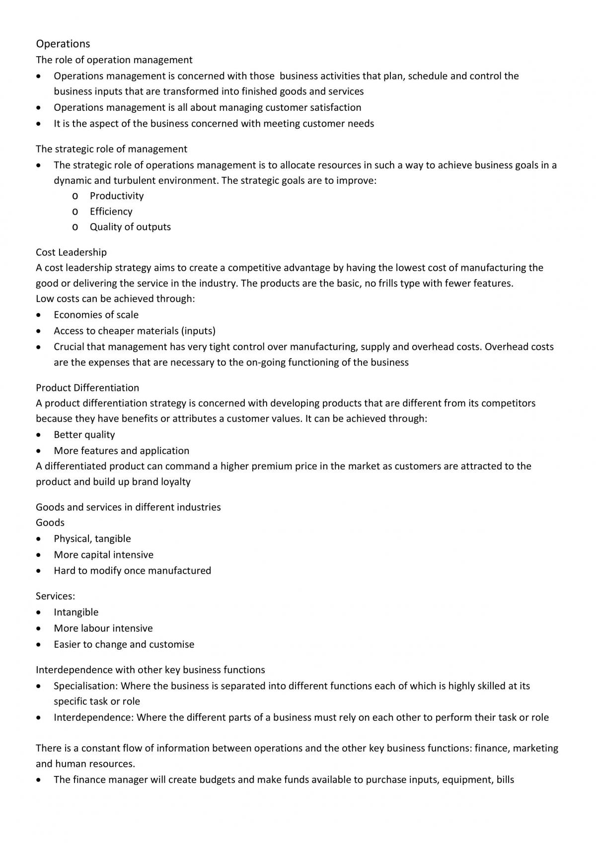 Business Studies - Operations - Page 1