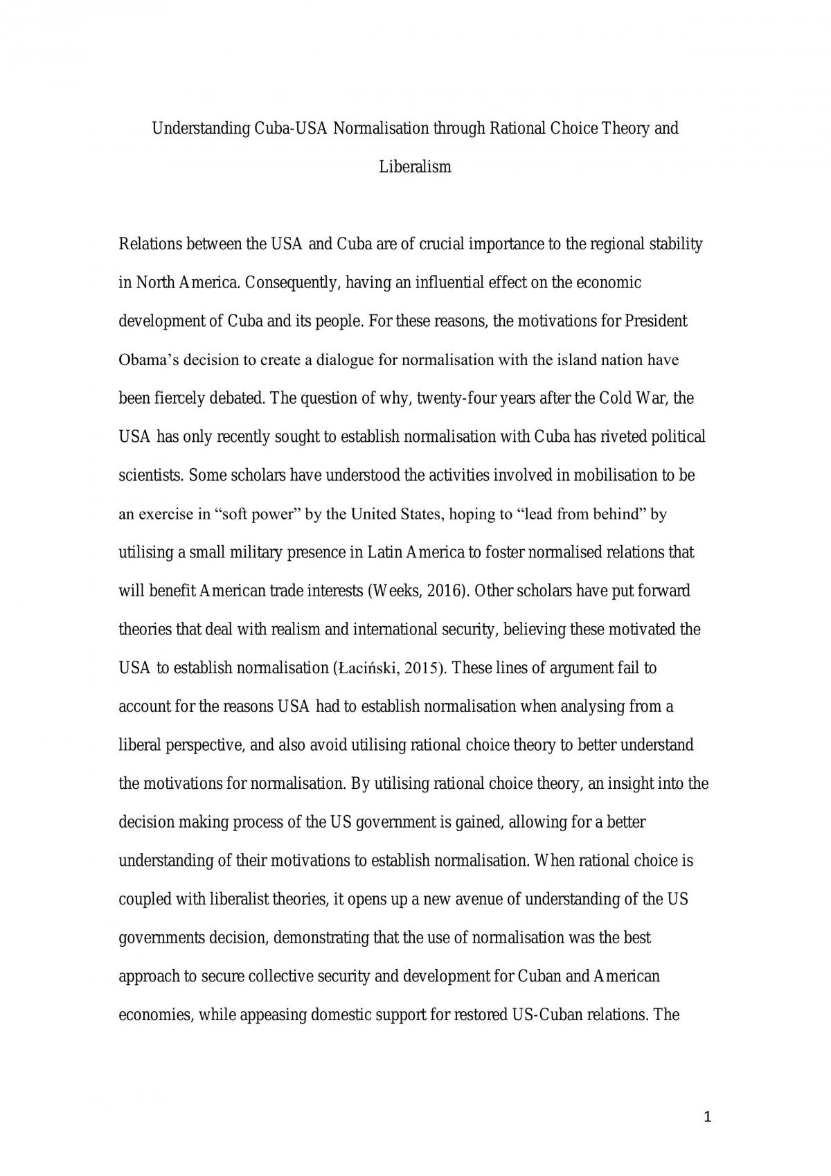 Cuba-US Relations through Rational Choice Theory and Liberalism - Page 1