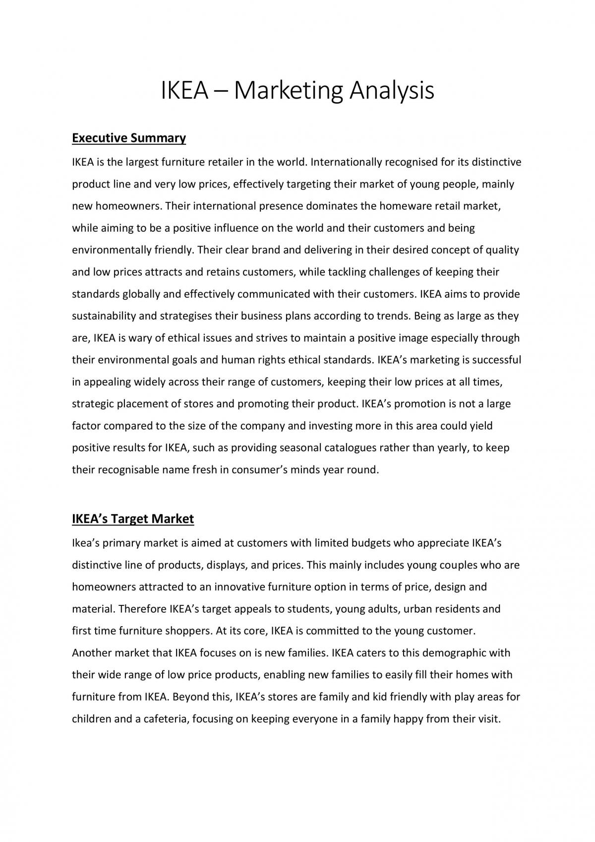 IKEA Marketing Analysis - Page 1