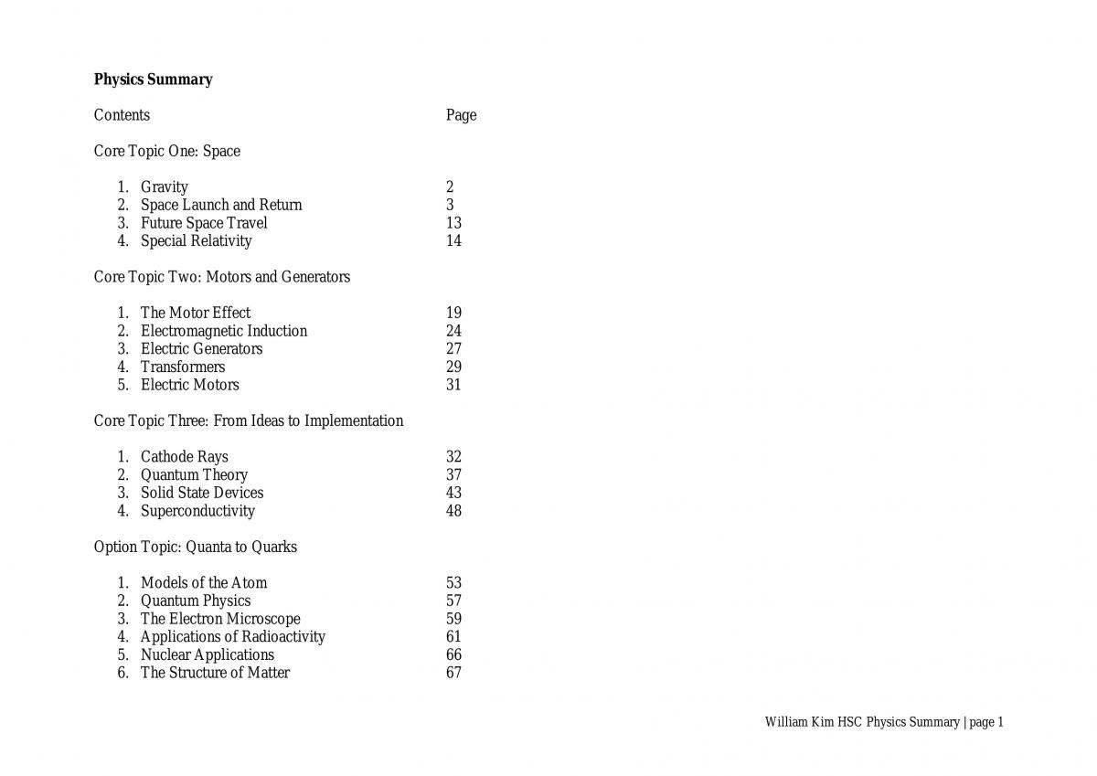 Core Topics and Quanta to Quarks Elective - Page 1