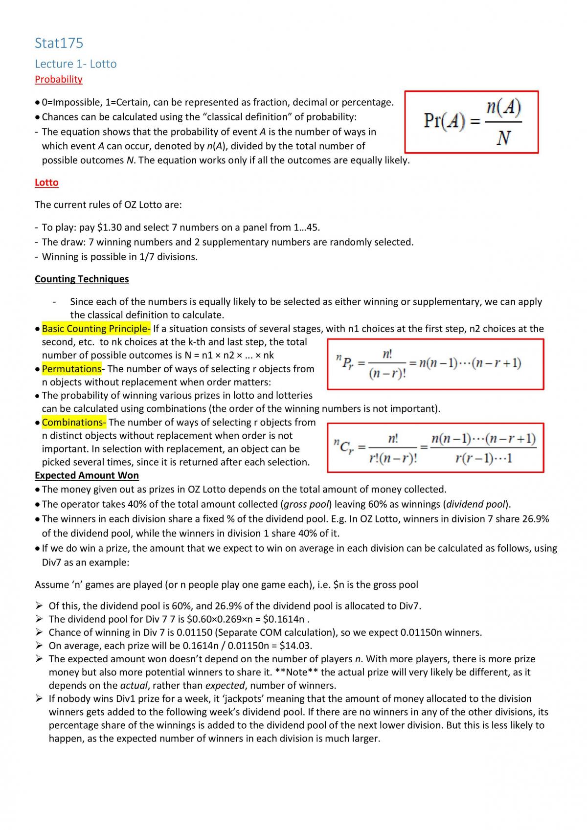 STAT175 Notes - Page 1