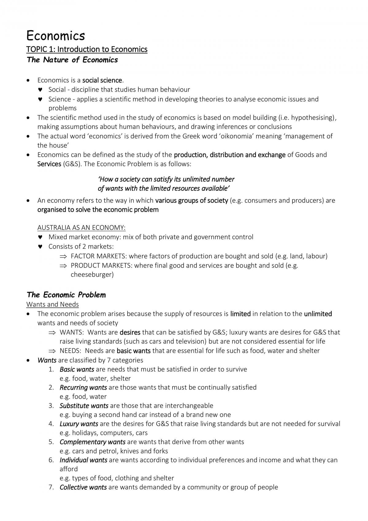 Economics Preliminary Notes - Page 1