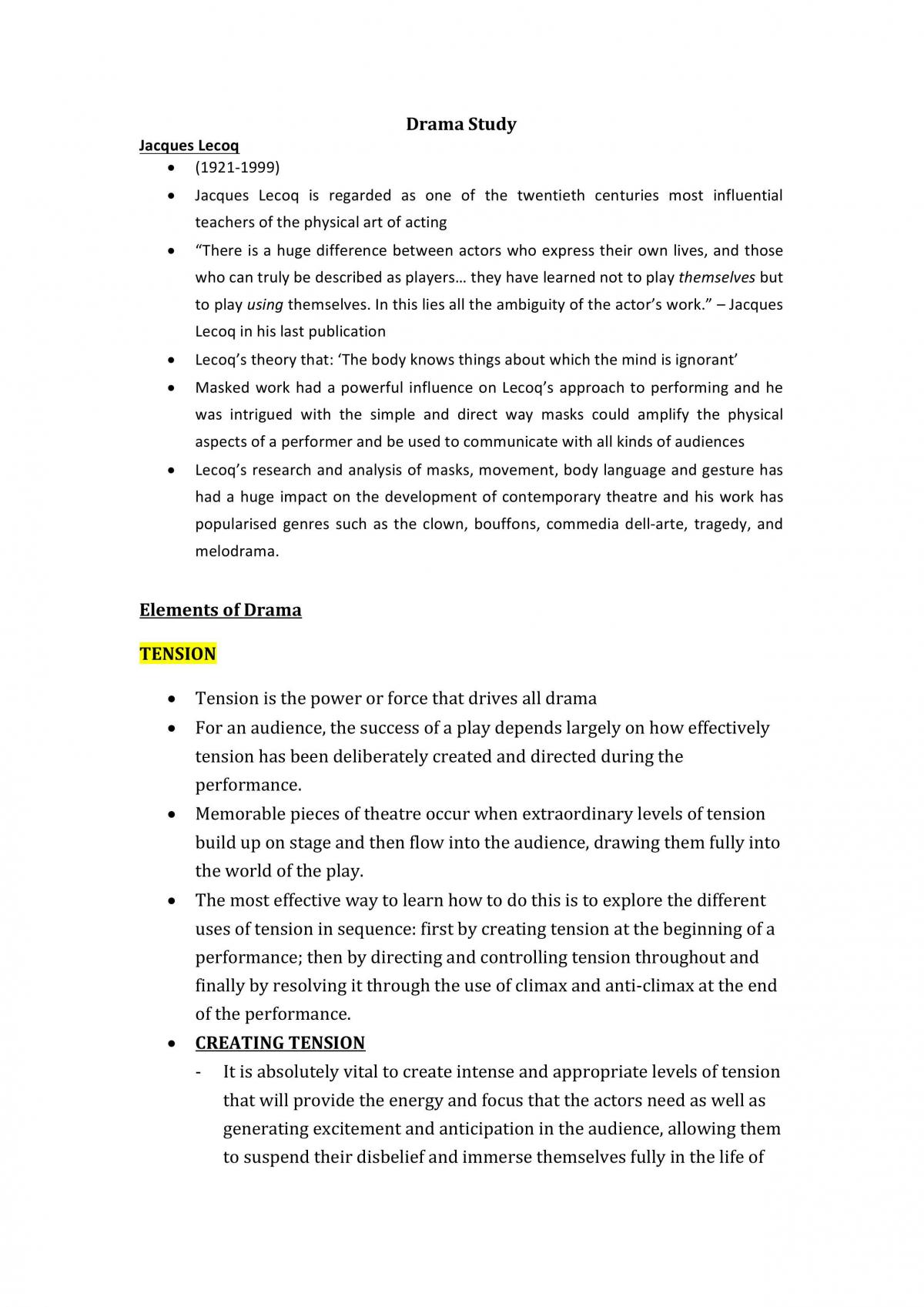 Drama Prelim Notes  - Page 1