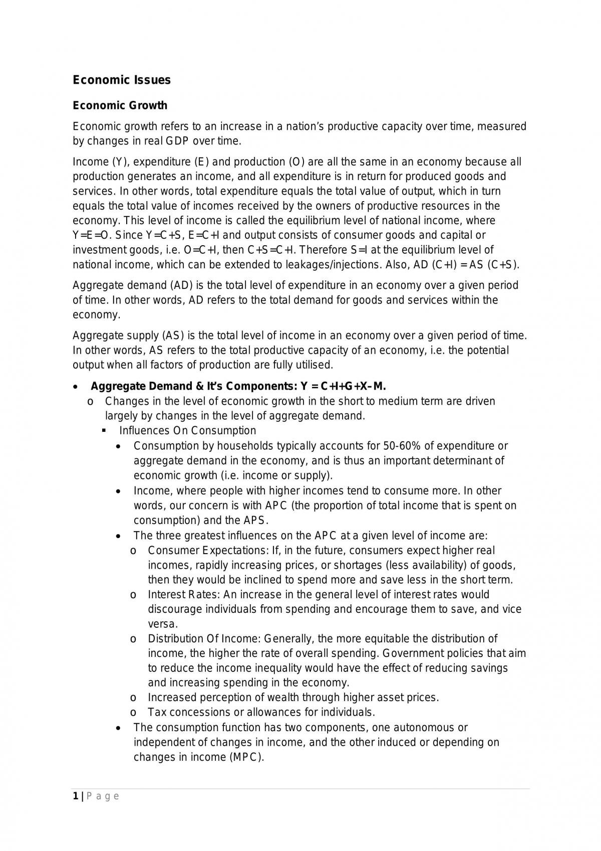 HSC Economic Issues - Page 1