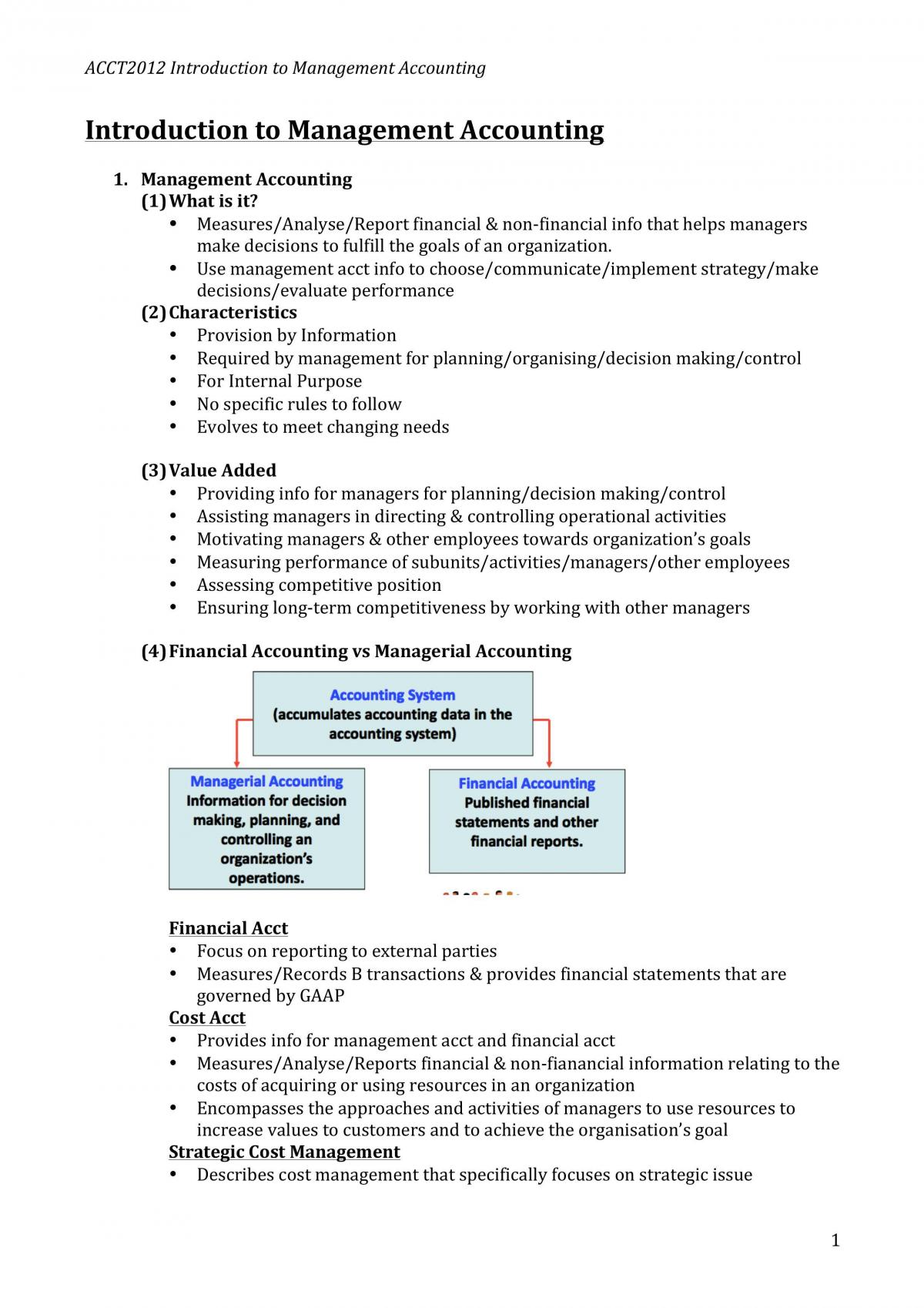 ACCT2012 Introduction to Management  - Page 1