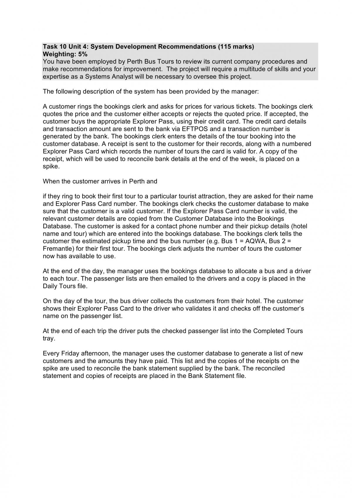 Systems Development for Perth Bus Tours Company - Page 2