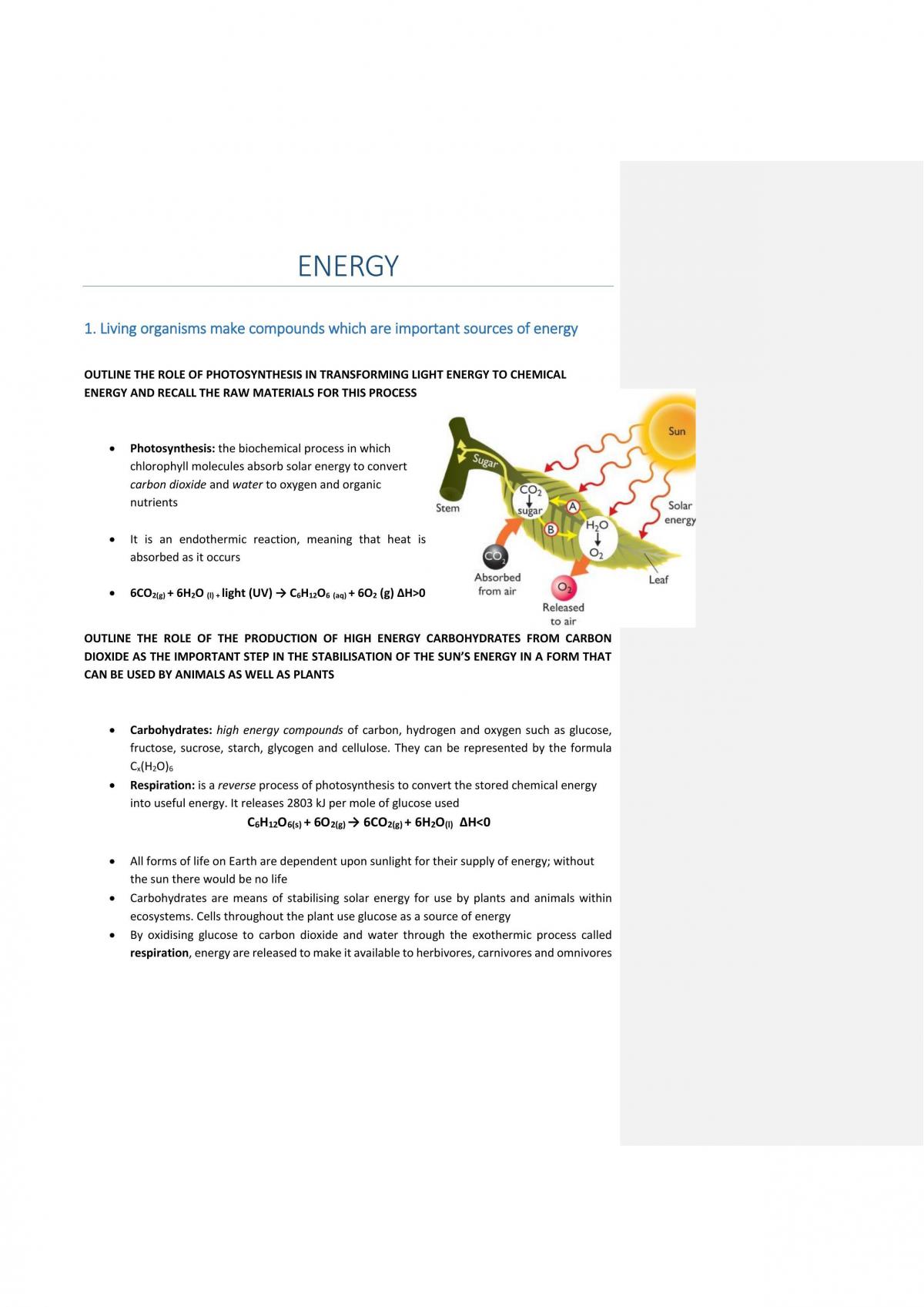 Energy - Prelim Chemistry Notes - Page 1