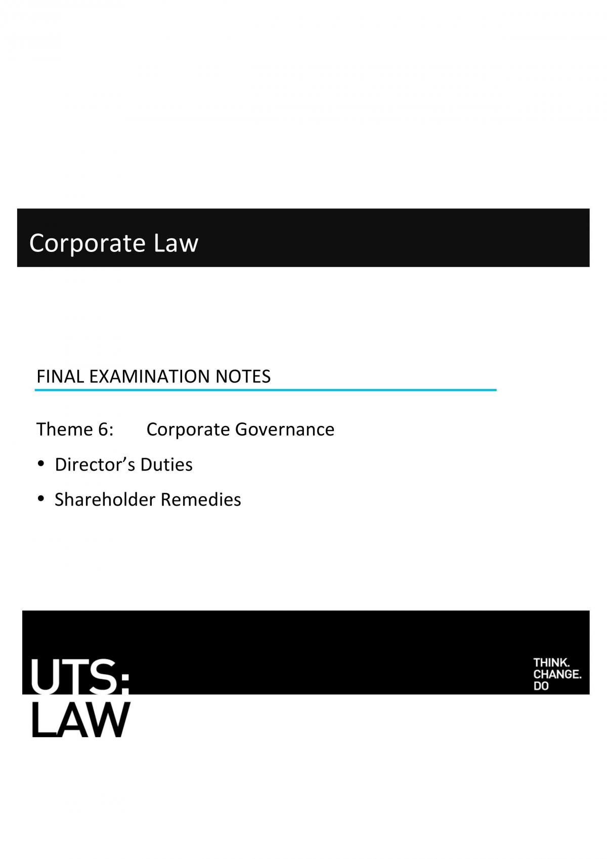Corporate Law Notes for the Final Exam - Page 1