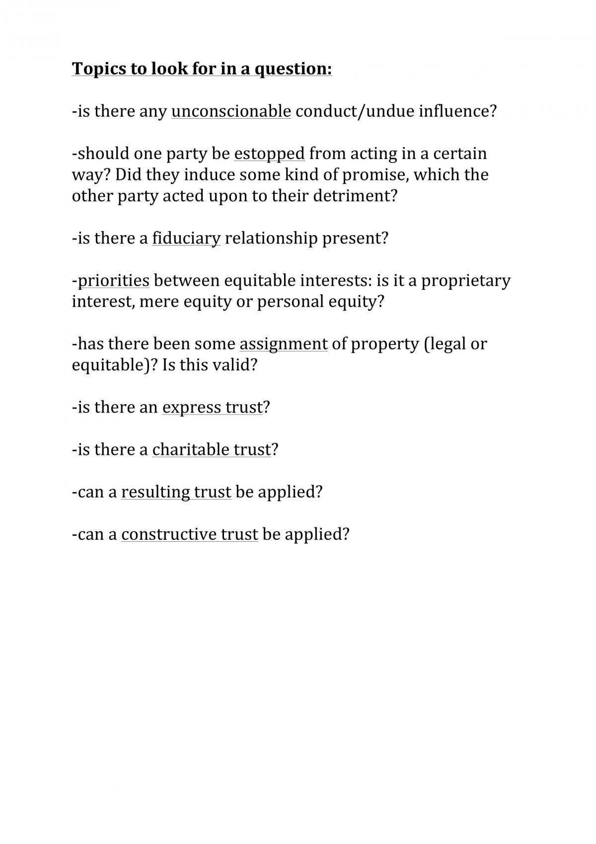 Equity and Trusts Exam Notes - Page 1
