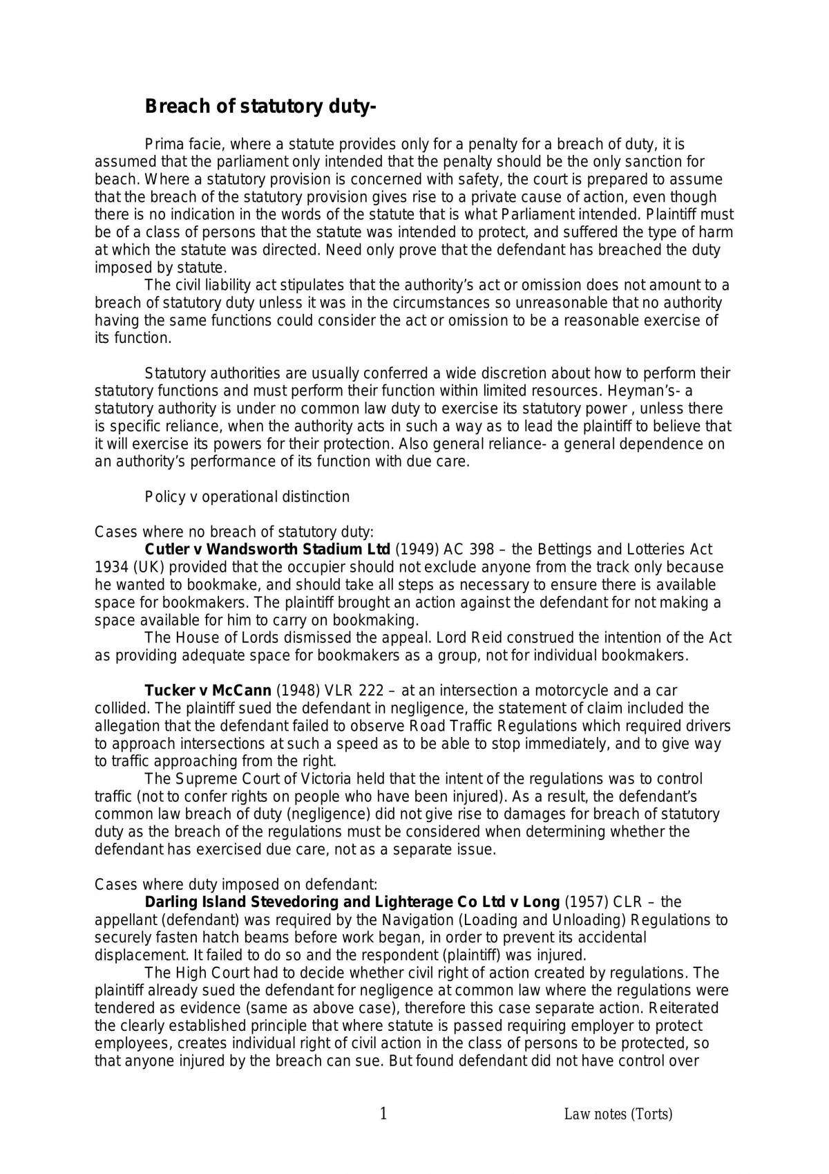 Notes For Tort - Page 1